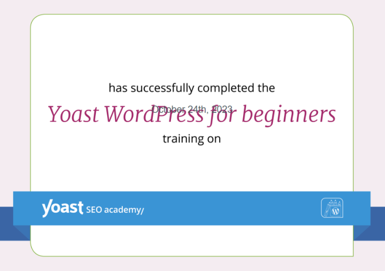 Yoast WordPress For Beginners Certificate