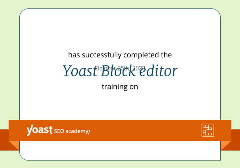 Yoast Block Editor Certificate