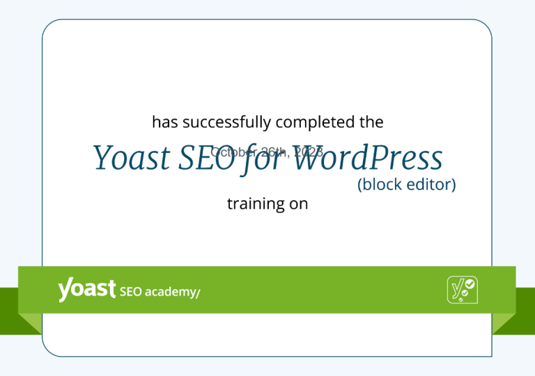 Yoast SEO For WordPress Certificate