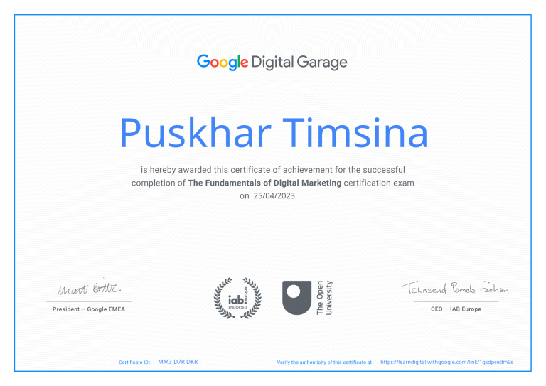 Google Digital Garage Certificate