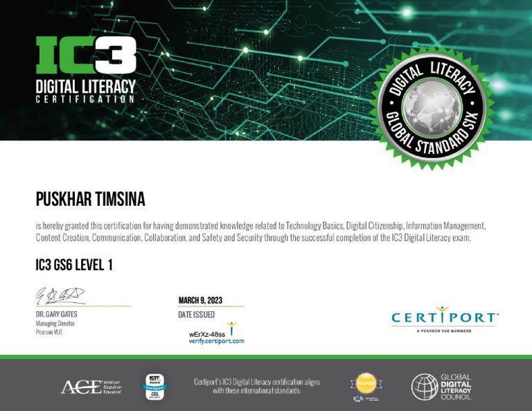 IC3 Digital Literacy Certificate