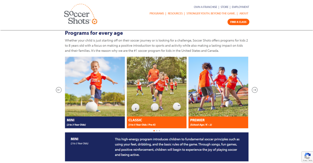 example that has good website color trends: Soccer Shots